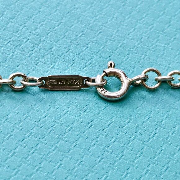 RARE Vintage Tiffany & Co. New York City NYC TCo Rectangle Tag Charm Necklace. - Picture 4 of 7